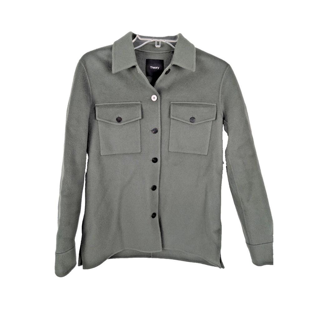 Theory Trucker Shacket Double Faced Wool Cashmere Gray Sz P Classic Gorpcore